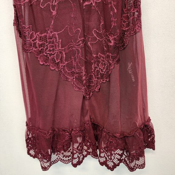 Oh la Cheri Babydoll Chemise Size M Unlined Lace Mesh Wireless Bow Deep Purple - Picture 4 of 9